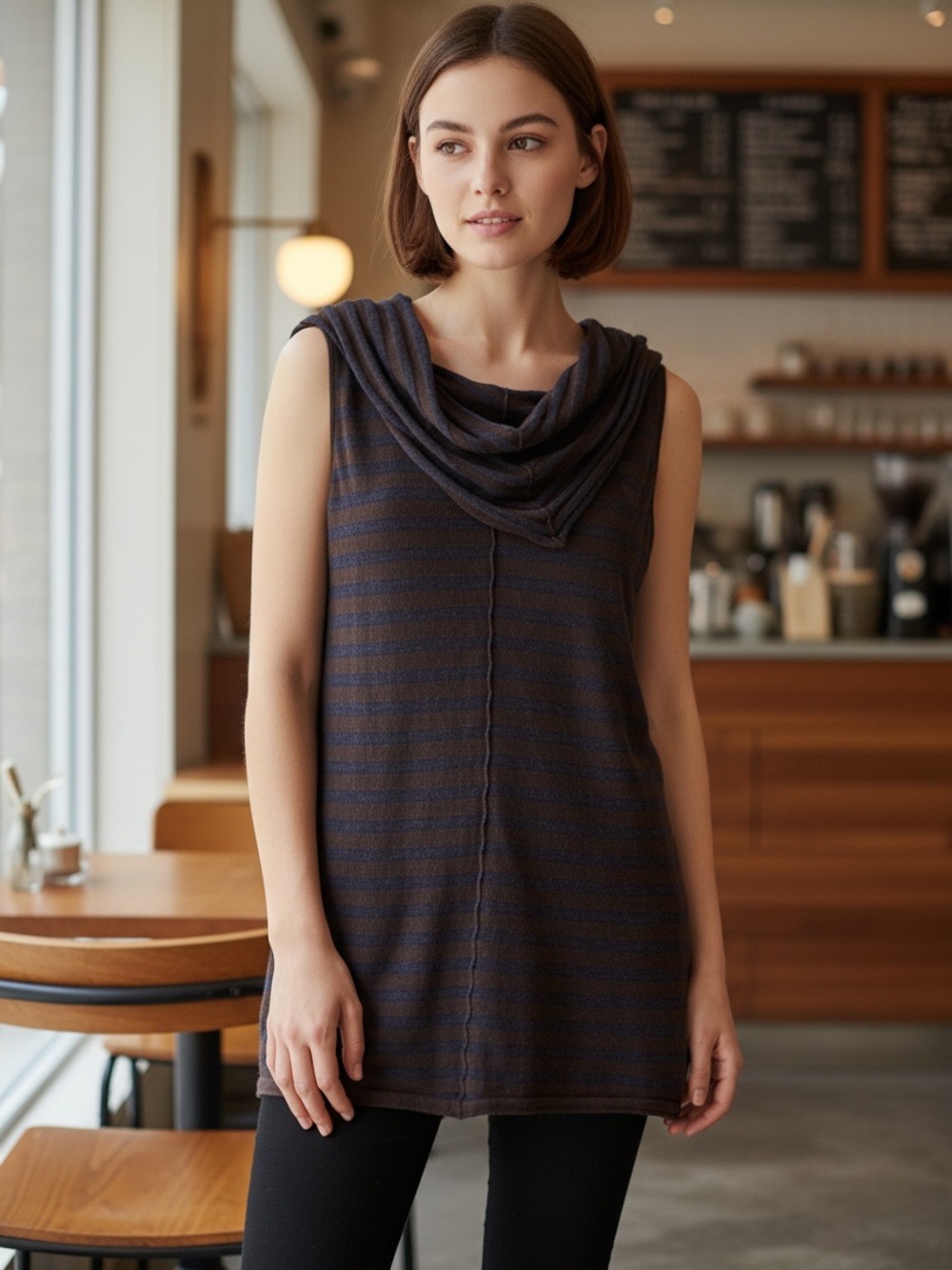 Allsaints Spitalfields tunic top with cowl